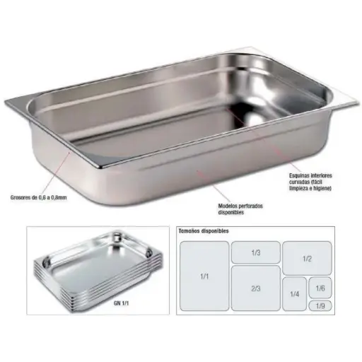Cubetas Gastronorm Acero Inoxidable de GN1/4-100 PEKIN GNCH29 (ref.10588)